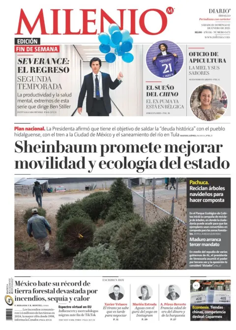 Portada de Milenio Hidalgo del sábado, 11 de enero de 2025