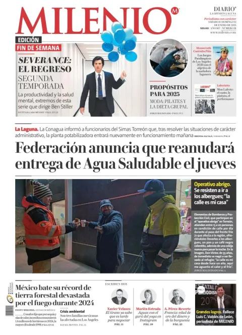 Portada de Milenio Laguna del sábado, 11 de enero de 2025