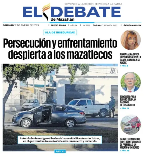 Portada de El Debate de Mazatlán