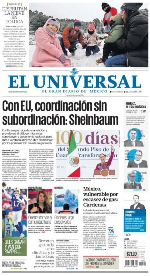 Portada de El Universal