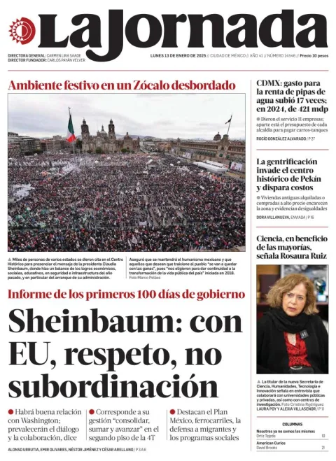 Portada de La Jornada