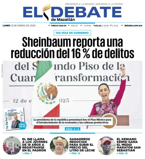 Portada de El Debate de Mazatlán