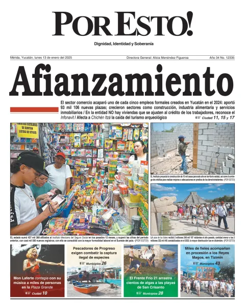 Portada de Por Esto (merida, Yucatan) del lunes, 13 de enero de 2025