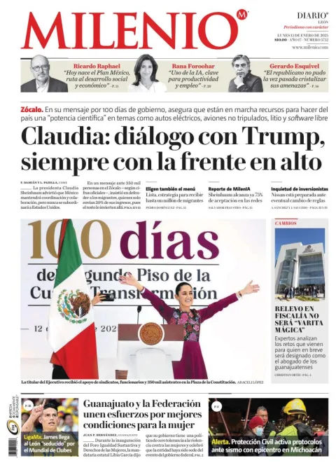 Portada de Milenio León del lunes, 13 de enero de 2025