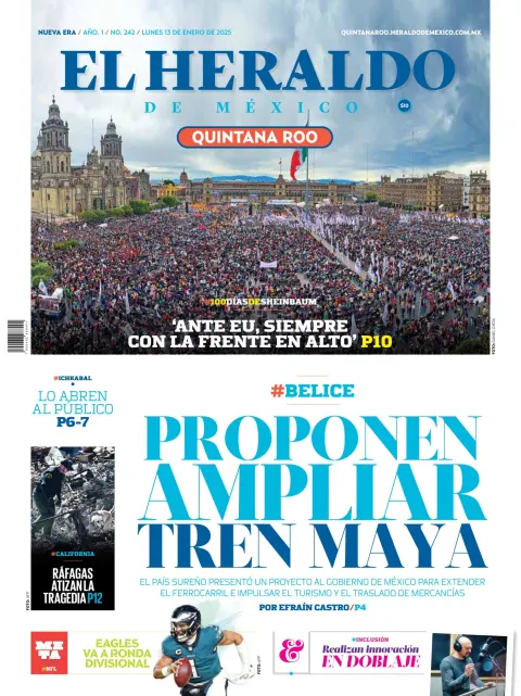 Portada de El Heraldo de Mexico - Quintana Roo del lunes, 13 de enero de 2025