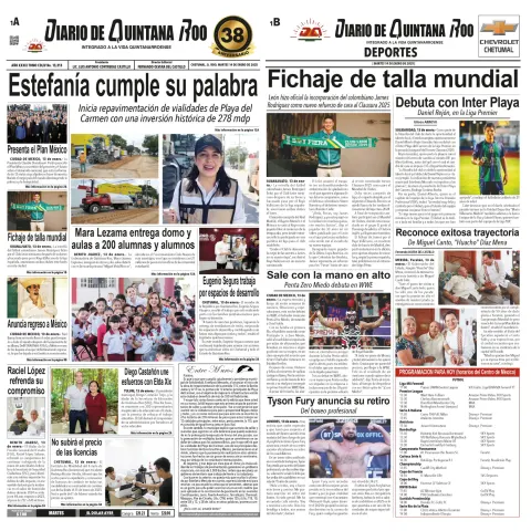 Portada de Diario de Quintana Roo