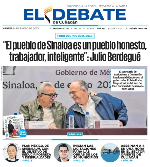 Portada de El Debate de Culiacán