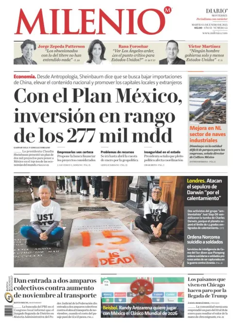Portada de Milenio Monterrey del 2025-01-14
