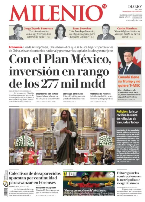 Portada de Milenio Jalisco del martes, 14 de enero de 2025