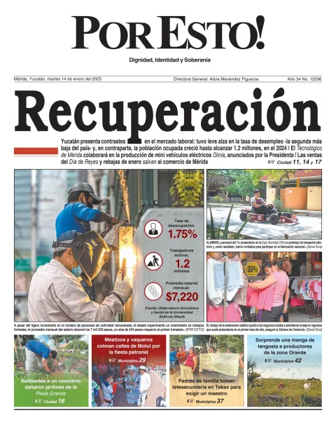 Portada de Por Esto (merida, Yucatan) del martes, 14 de enero de 2025