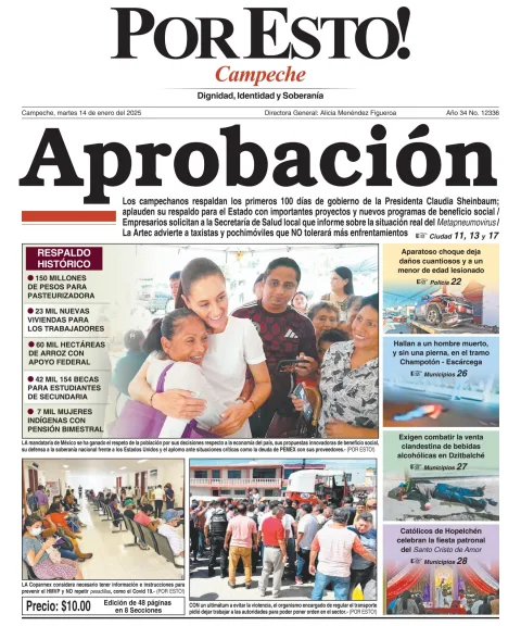 Portada de Por Esto (campeche) del martes, 14 de enero de 2025