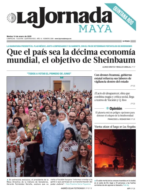 Portada de La Jornada Maya Quintana Roo del martes, 14 de enero de 2025
