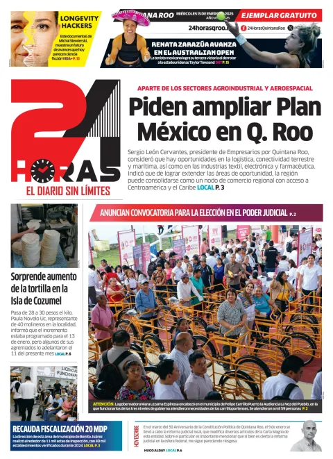 Portada de 24 Horas Quintana Roo