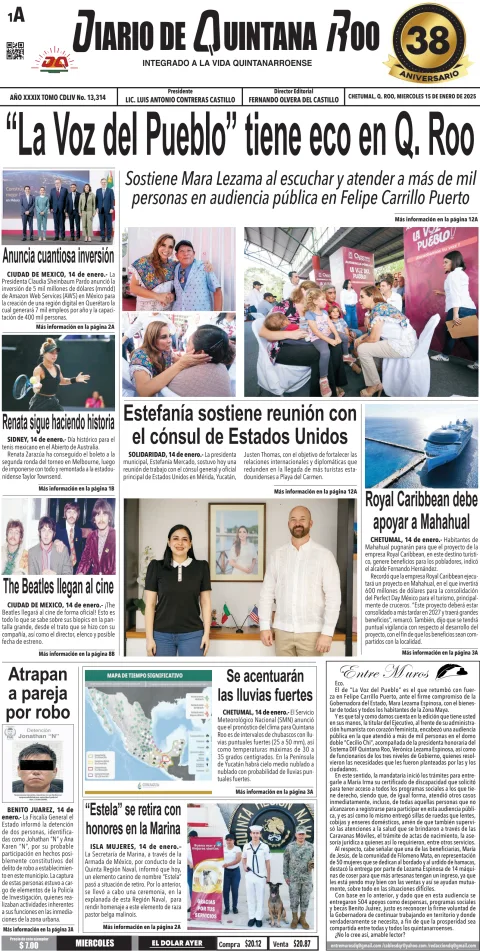 Portada de Diario de Quintana Roo (portada)