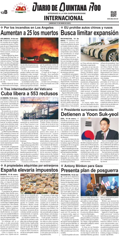 Portada de Diario de Quintana Roo (contra Portada)