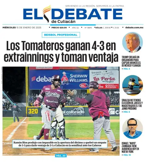 Portada de El Debate de Culiacán