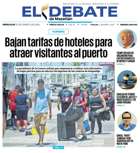 Portada de El Debate de Mazatlán
