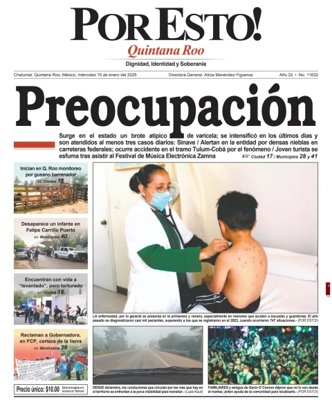 Portada de Por Esto (quintana Roo Chetumal) del miércoles, 15 de enero de 2025