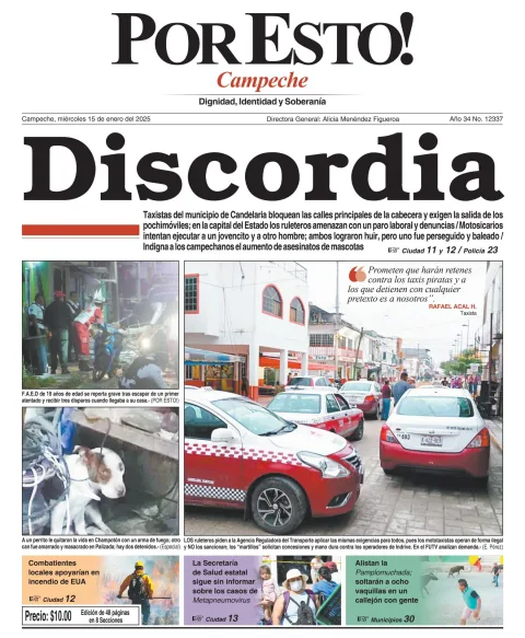 Portada de Por Esto (campeche) del miércoles, 15 de enero de 2025