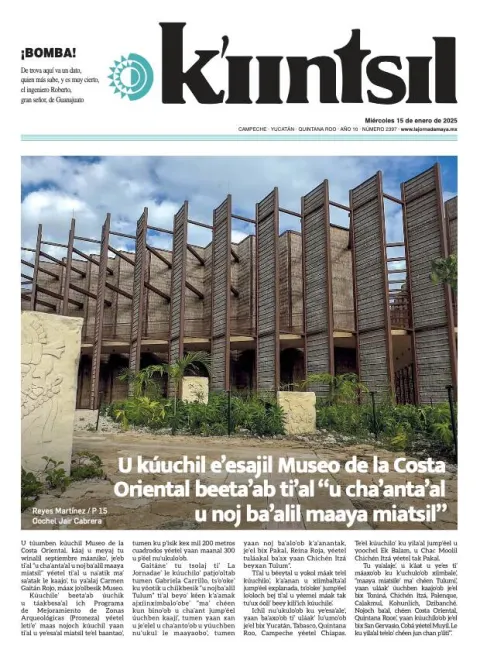 Portada de La Jornada - Kiintsil del miércoles, 15 de enero de 2025