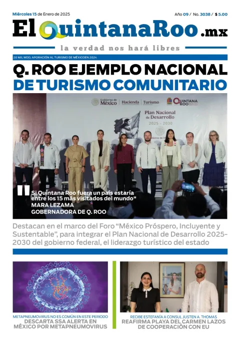 Portada de El Quintana Roo (portada) del miércoles, 15 de enero de 2025