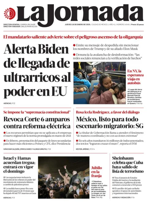 Portada de La Jornada
