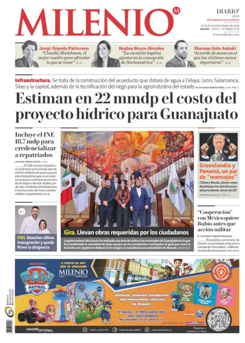 Portada de Milenio León del jueves, 16 de enero de 2025