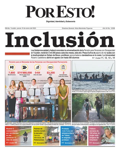 Portada de Por Esto (merida, Yucatan) del jueves, 16 de enero de 2025