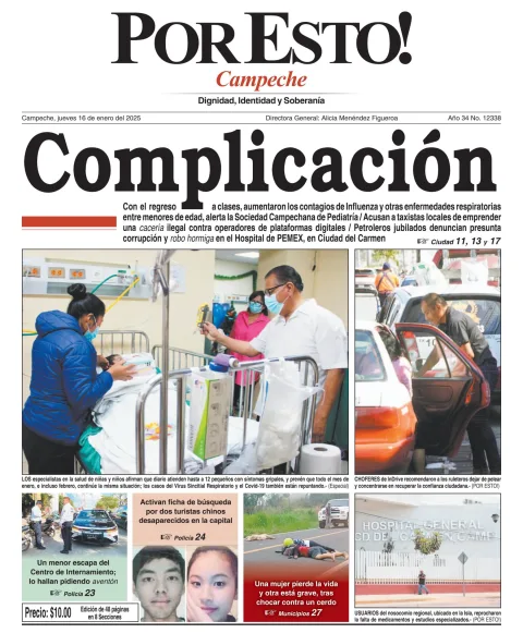 Portada de Por Esto (campeche) del jueves, 16 de enero de 2025