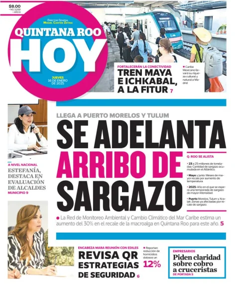 Portada de Quintana Roo Hoy del jueves, 16 de enero de 2025