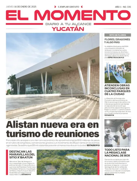 Portada de El Momento Yucatan del jueves, 16 de enero de 2025