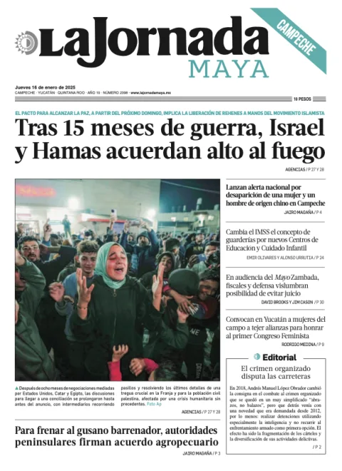 Portada de La Jornada Maya Campeche del jueves, 16 de enero de 2025