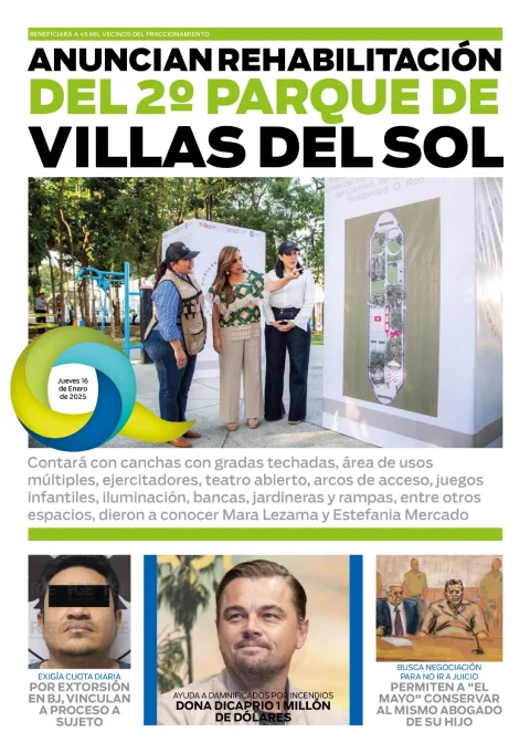Portada de El Quintana Roo (contraportada) del jueves, 16 de enero de 2025
