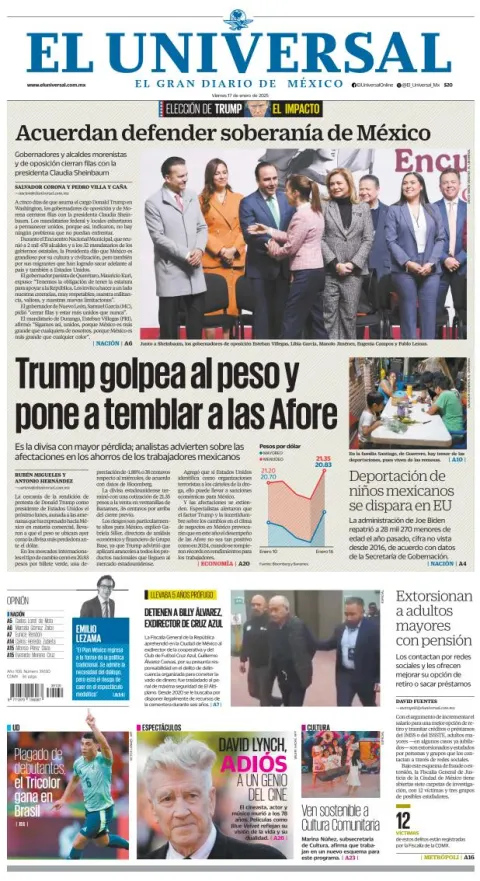 Portada de El Universal