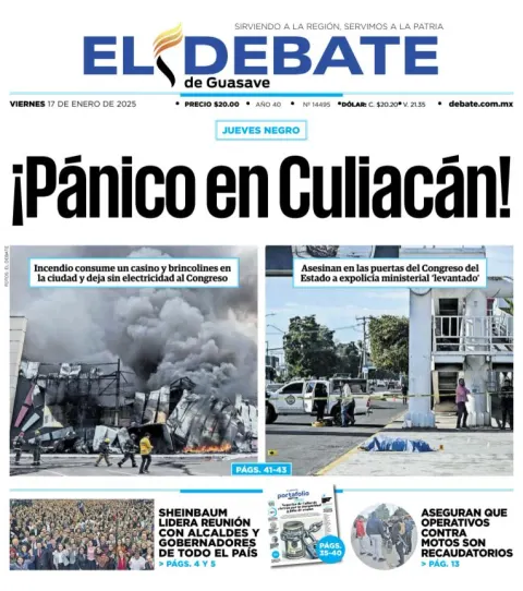 Portada de El Debate de Guasave del viernes, 17 de enero de 2025