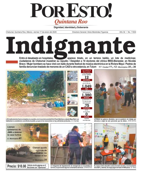 Portada de Por Esto (quintana Roo Chetumal) del viernes, 17 de enero de 2025