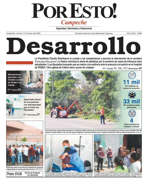 Portada de Por Esto (campeche) del viernes, 17 de enero de 2025