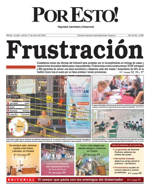 Portada de Por Esto (merida, Yucatan) del viernes, 17 de enero de 2025