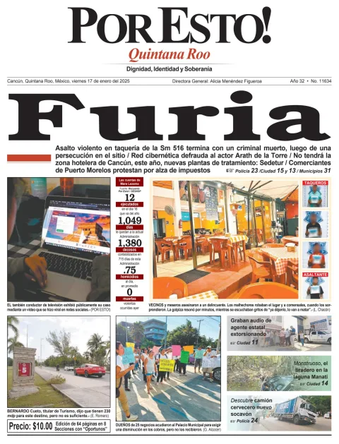 Portada de Por Esto (quintana Roo Cancun) del viernes, 17 de enero de 2025