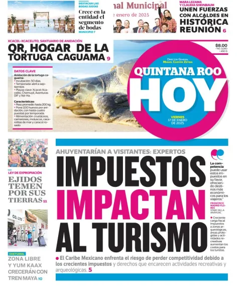 Portada de Quintana Roo Hoy del viernes, 17 de enero de 2025