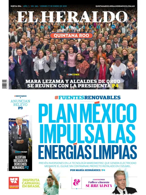 Portada de El Heraldo de Mexico - Quintana Roo del viernes, 17 de enero de 2025