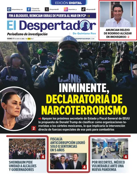 Portada de El Despertador de Quinatana Roo del 2025-01-17