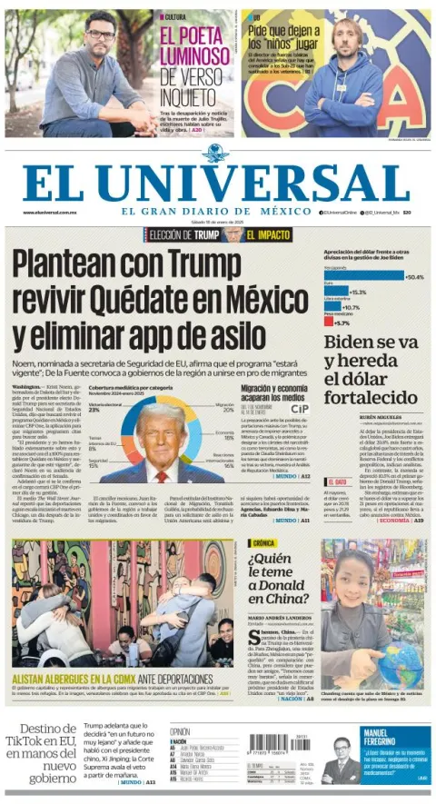 Portada de El Universal