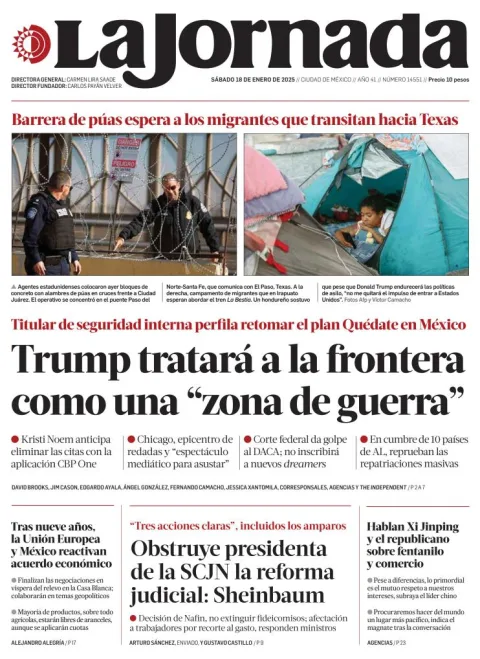 Portada de La Jornada