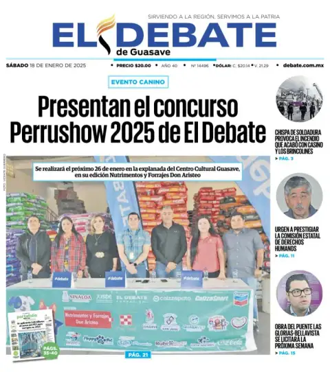 Portada de El Debate de Guasave del sábado, 18 de enero de 2025
