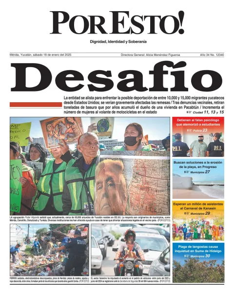 Portada de Por Esto (merida, Yucatan) del sábado, 18 de enero de 2025