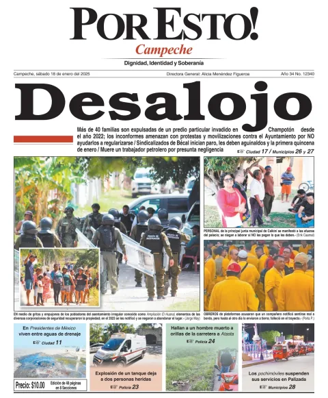 Portada de Por Esto (campeche) del sábado, 18 de enero de 2025