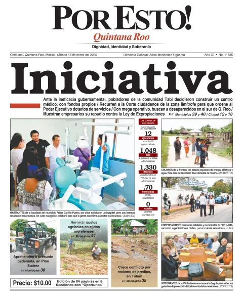 Portada de Por Esto (quintana Roo Chetumal) del sábado, 18 de enero de 2025