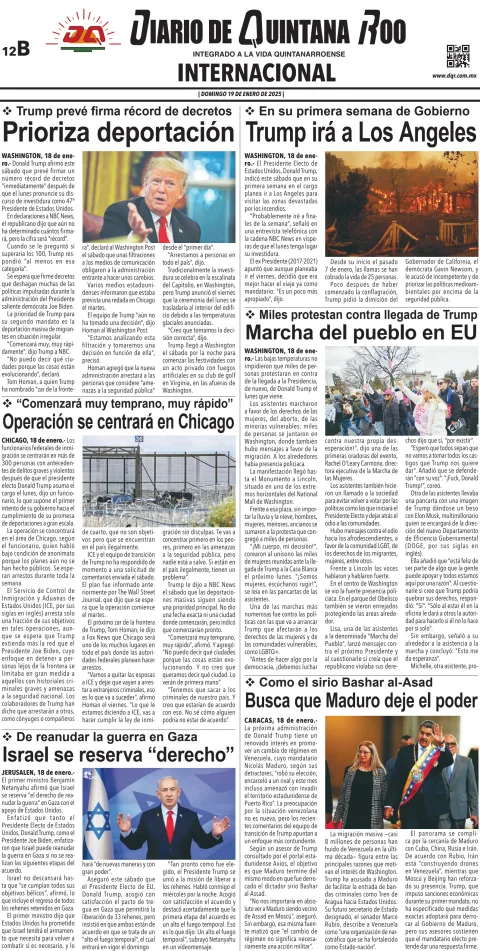 Portada de Diario de Quintana Roo (contra Portada)