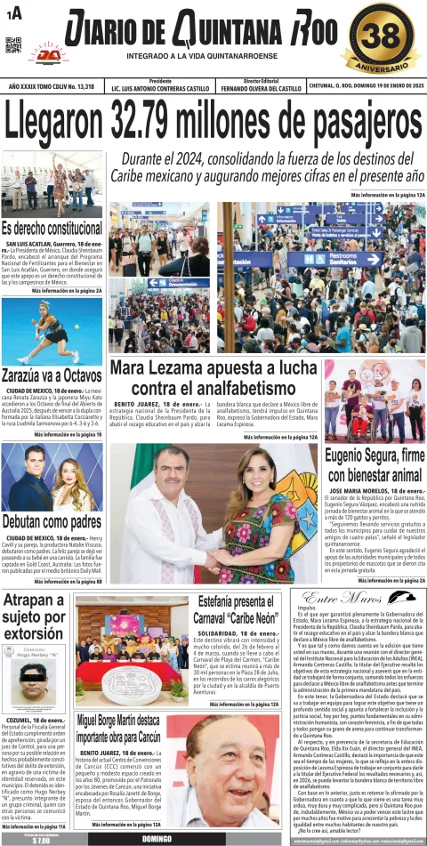 Portada de Diario de Quintana Roo (portada)